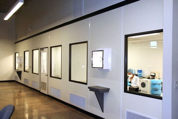 Once-Thru Modular Cleanroom with Pass-Thru Cabinets