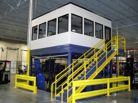 Mezzanine Office above Caged, Secure Storage