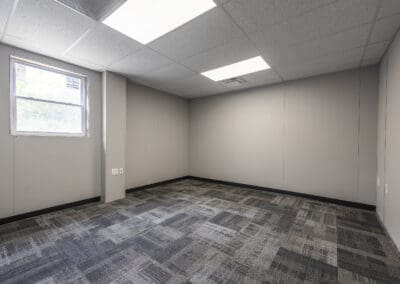 Gray office with exterior window