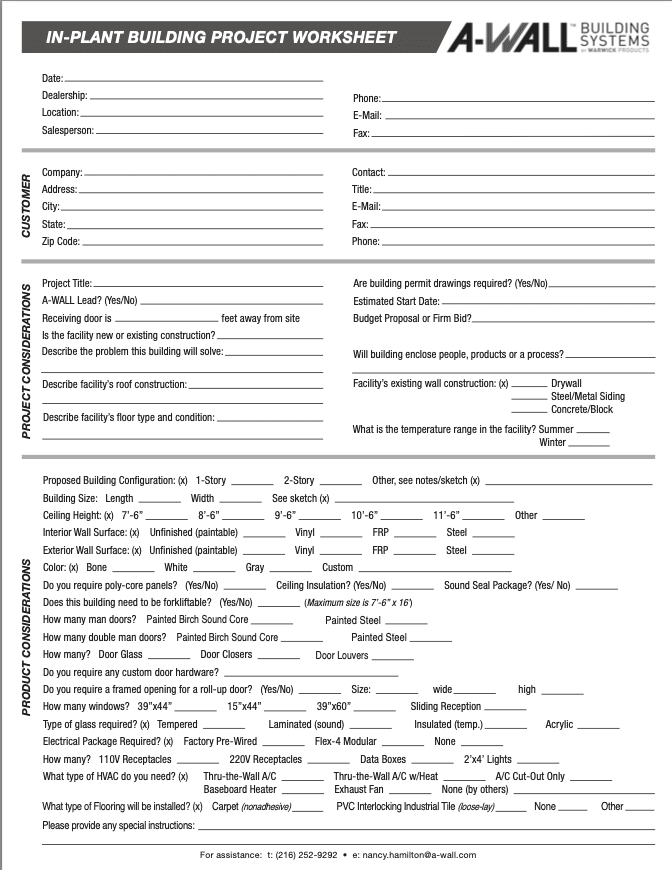 A-WALL Project Worksheet cover